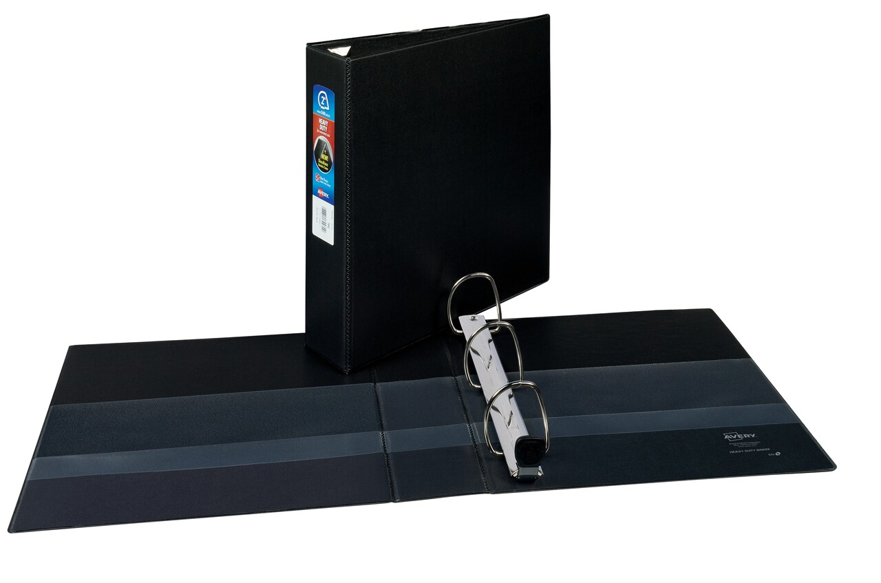 Avery Heavy-Duty Binder, 2" One-Touch Rings, 540-Sheet Capacity, DuraHinge, Black (79982)